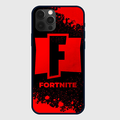 Чехол iPhone 12 Pro Max Fortnite - red gradient / 3D-Черный – фото 1