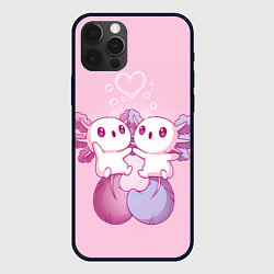 Чехол для iPhone 12 Pro Max Парочка аксолотлей, цвет: 3D-черный