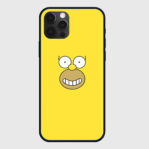 Чехол iPhone 12 Pro Max Лицо Гомера Симпсона - улыбка / 3D-Черный – фото 1