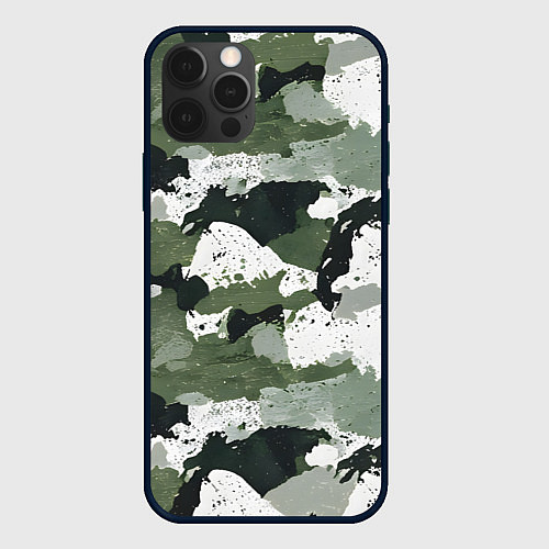 Чехол iPhone 12 Pro Max Текстурный камуфляж / 3D-Черный – фото 1