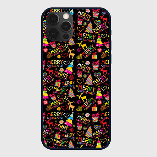 Чехол iPhone 12 Pro Max Merry Christmas - New Year / 3D-Черный – фото 1