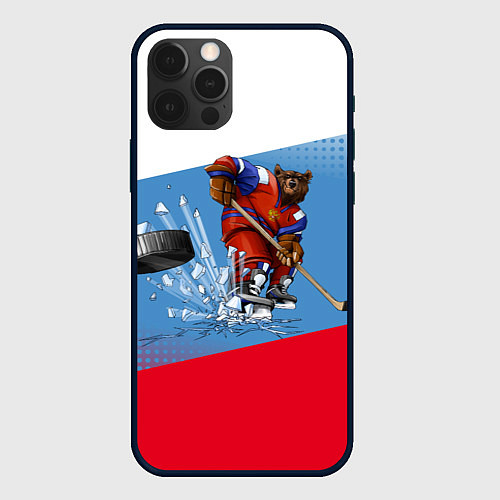 Чехол iPhone 12 Pro Max Русский хоккей / 3D-Черный – фото 1