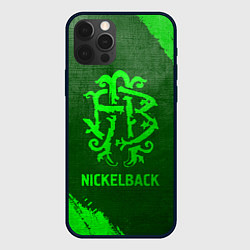 Чехол для iPhone 12 Pro Max Nickelback - green gradient, цвет: 3D-черный