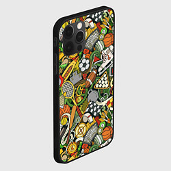 Чехол для iPhone 12 Pro Max Спортивный инвентарь коллаж, цвет: 3D-черный — фото 2