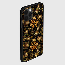 Чехол для iPhone 12 Pro Max Золотые снежинки, цвет: 3D-черный — фото 2