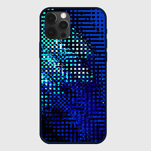 Чехол iPhone 12 Pro Max Абстракция чёрно-синий текстурированный / 3D-Черный – фото 1