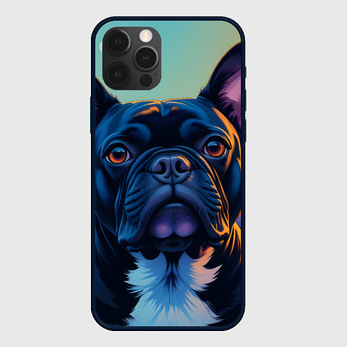 Чехол iPhone 12 Pro Max Вечер и бульдог / 3D-Черный – фото 1