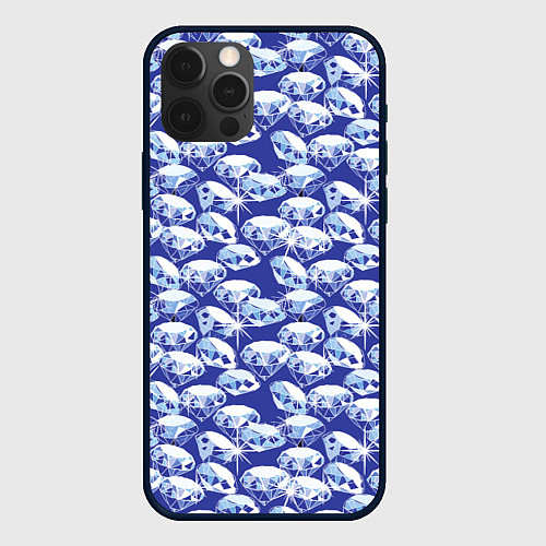 Чехол iPhone 12 Pro Max Голубые бриллианты / 3D-Черный – фото 1
