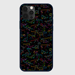 Чехол iPhone 12 Pro Max Кислотные динозаврики