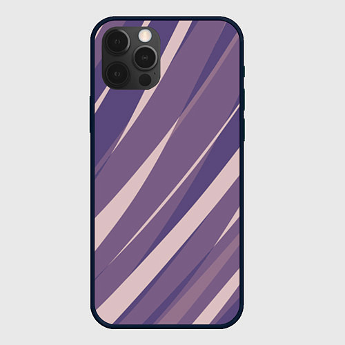 Чехол iPhone 12 Pro Max Фиолетовый абстрактные полосы / 3D-Черный – фото 1