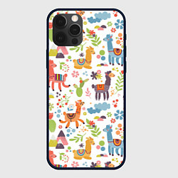 Чехол iPhone 12 Pro Max Ламы паттерн