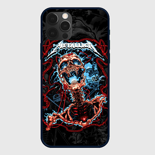 Чехол iPhone 12 Pro Max Metallica - electric skeleton / 3D-Черный – фото 1