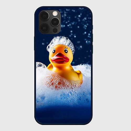 Чехол iPhone 12 Pro Max Резиновая уточка в мыльной пене / 3D-Черный – фото 1