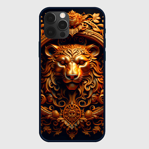 Чехол iPhone 12 Pro Max Лев узор / 3D-Черный – фото 1