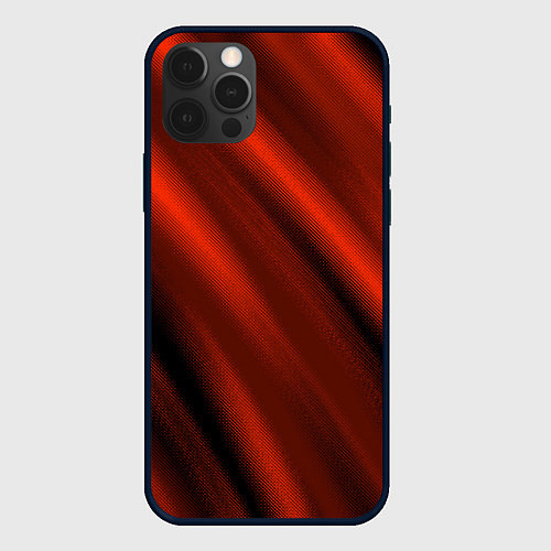 Чехол iPhone 12 Pro Max Красно-оранжевый полосы текстурные с затемнением / 3D-Черный – фото 1
