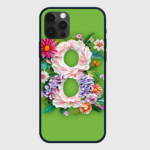 Чехол iPhone 12 Pro Max Цветы - 8 марта / 3D-Черный – фото 1