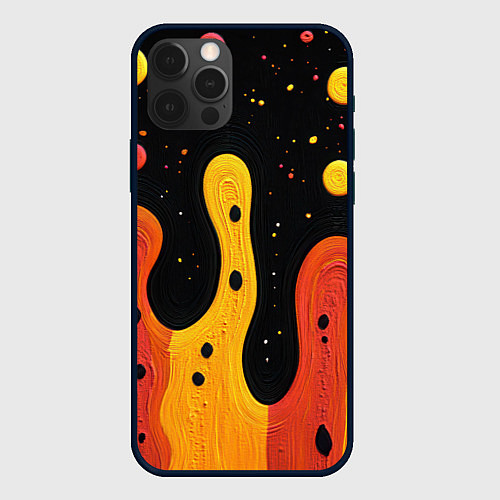 Чехол iPhone 12 Pro Max Оранжевая и желтая краска на черном / 3D-Черный – фото 1