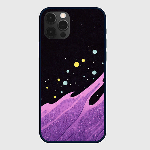 Чехол iPhone 12 Pro Max Фиолетовая волна текстура / 3D-Черный – фото 1