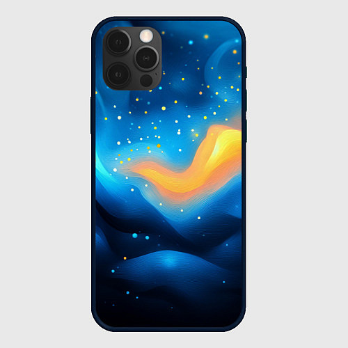 Чехол iPhone 12 Pro Max Синяя волнистая абстракция текстура / 3D-Черный – фото 1