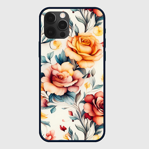 Чехол iPhone 12 Pro Max Паттерн с переплетением цветов / 3D-Черный – фото 1