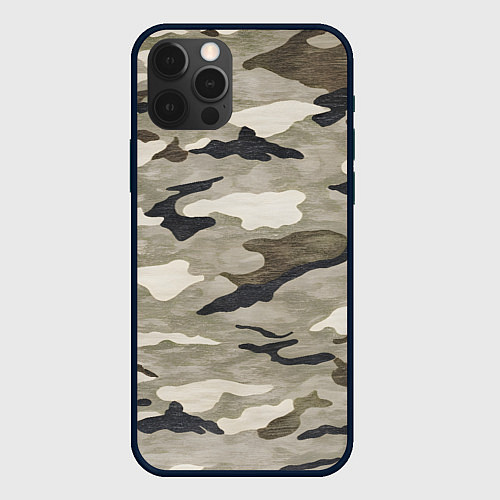 Чехол iPhone 12 Pro Max Песочный камуфляж / 3D-Черный – фото 1