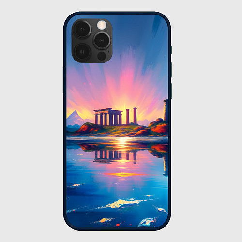 Чехол iPhone 12 Pro Max Античный островок / 3D-Черный – фото 1