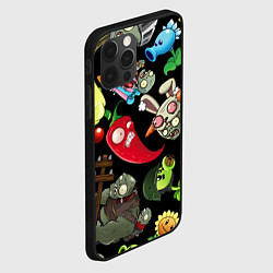 Чехол для iPhone 12 Pro Max Растения против зомби персонажи на черном, цвет: 3D-черный — фото 2
