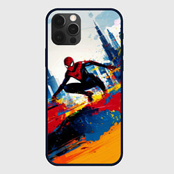 Чехол iPhone 12 Pro Max Человек - паук и пролитая краска