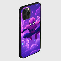 Чехол для iPhone 12 Pro Max Человек-паук на фоне облаков, цвет: 3D-черный — фото 2