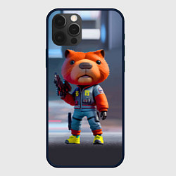 Чехол для iPhone 12 Pro Max Крутой капибара с пистолетом - киберпанк фантазия, цвет: 3D-черный