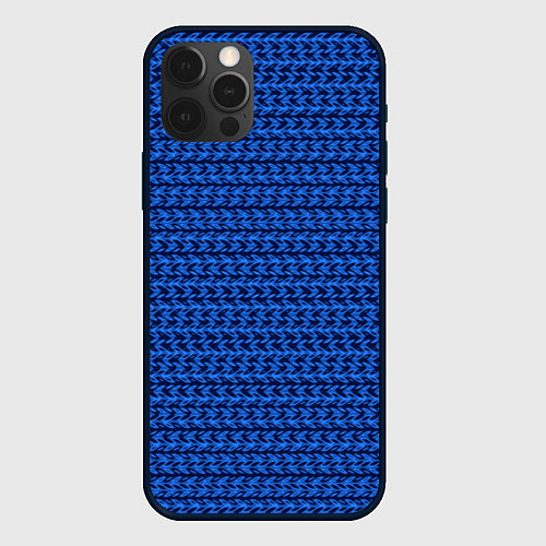 Чехол iPhone 12 Pro Max Синий полосы узоры / 3D-Черный – фото 1