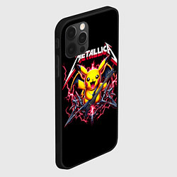 Чехол для iPhone 12 Pro Max Metallica - cool Pikachu, цвет: 3D-черный — фото 2