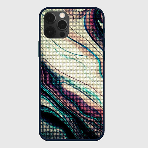 Чехол iPhone 12 Pro Max Абстракция тёмные краски с текстурой / 3D-Черный – фото 1