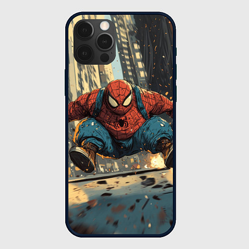 Чехол iPhone 12 Pro Max Маленький толстый человек-паук / 3D-Черный – фото 1