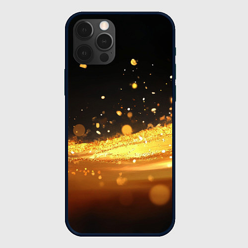 Чехол iPhone 12 Pro Max Золотые блестки на черном фоне / 3D-Черный – фото 1
