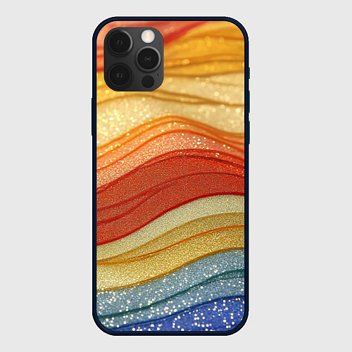 Чехол iPhone 12 Pro Max Золотистые полосы абстракция / 3D-Черный – фото 1