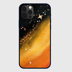 Чехол iPhone 12 Pro Max Черно-оранжевая блестящая текстура