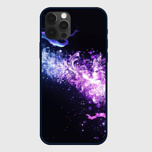 Чехол iPhone 12 Pro Max Фиолетово-синяя абстрактная волна / 3D-Черный – фото 1
