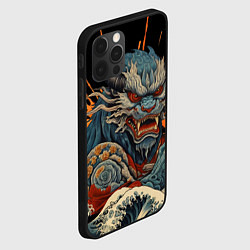 Чехол для iPhone 12 Pro Max Японский дракон и волны в стиле тату ирезуми, цвет: 3D-черный — фото 2