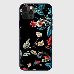 Чехол для iPhone 12 Pro Max Цветы старинный узор, цвет: 3D-черный