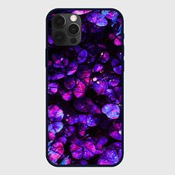 Чехол для iPhone 12 Pro Max Флуоресцентные цветы, цвет: 3D-черный
