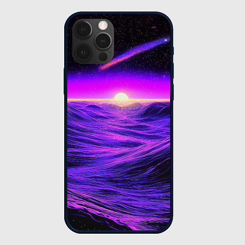 Чехол iPhone 12 Pro Max Космический пейзаж и комета / 3D-Черный – фото 1