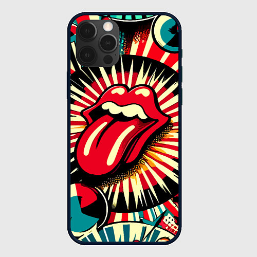 Чехол iPhone 12 Pro Max Logo of the Rolling Stones - pop art / 3D-Черный – фото 1