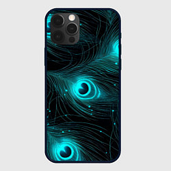 Чехол iPhone 12 Pro Max Светящиеся перья павлина паттерн