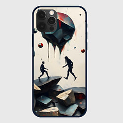 Чехол для iPhone 12 Pro Max Сюрреалистичные люди и камни, цвет: 3D-черный