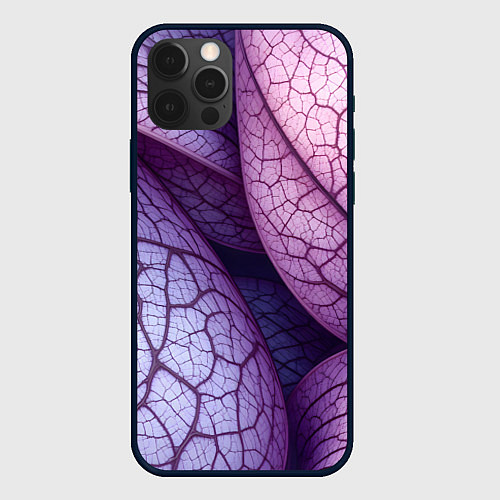 Чехол iPhone 12 Pro Max Прожилки экзотического растения / 3D-Черный – фото 1