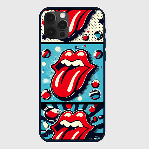 Чехол iPhone 12 Pro Max Rolling Stones logo - pop art / 3D-Черный – фото 1