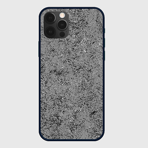 Чехол iPhone 12 Pro Max Текстурный тёмно-серый с вкраплениями / 3D-Черный – фото 1