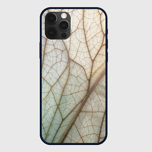 Чехол iPhone 12 Pro Max Прожилки листика / 3D-Черный – фото 1