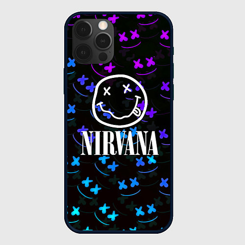 Чехол iPhone 12 Pro Max Nirvana x marshmello neon / 3D-Черный – фото 1